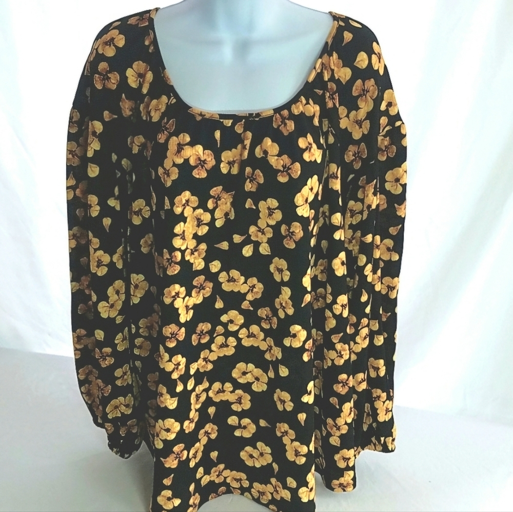 Ava & Viv Women's Plus Size Floral Print Long Sleeve Knit Blouse Size 2X